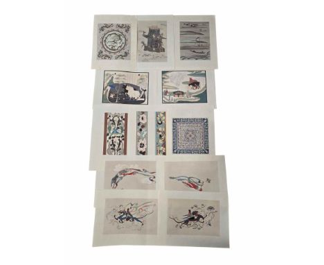 Dunhuang Bi Hua Xuan - Mural paintings of the Tunhuang Caves - A group of twelve Chinese plates in a portfolio. Volume 3 Thir