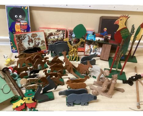 1960s onwards childhood wooden toys to include a set of scratchbuilt Noah's Ark animals and other items from vendors childhoo