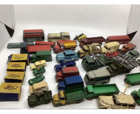Vintage Diecast Childhood toys selection ; to include many Dinky vehicles, 4 matchbox vehicles in part original boxes and a l