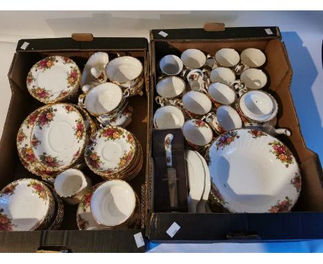 Royal Albert Old Country Rose pattern, bone china tea and dinner service, some seconds. (2)