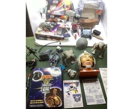   Star Wars vintage figures and equipment and related toys selection all as shown inc some original damaged/part  boxes and e