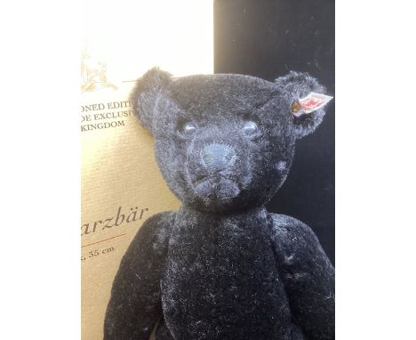   Steiff Black boxed 660627 boxed as sold, classic UK special edition 35cm Black Mohair 35cm classic teddy bear toy(1)