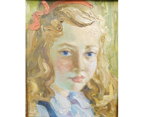 Hewitt Henry Rayner (1902-1957). Frances Ray - portrait, oil on board, signed and dated 21.10.45 verso, 26cm x 20.5cm.