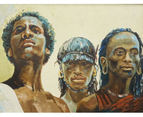 Franken. Three figures, head portrait, oil on canvas, signed, 55cm x 83cm.&nbsp;