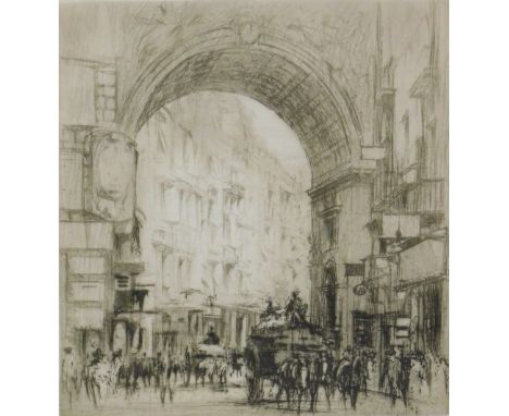 Sir William Walcott (1875-1943). Figures in horse and cart before arch, etching, signed, 17cm x 15cm.