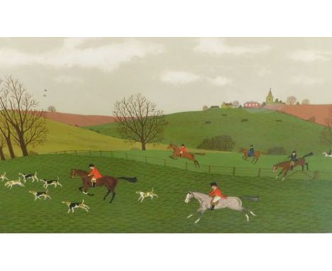 Vincent Haddelsey (1934-2010). Hunting scene, artist signed EA lithograph, 35cm x 58cm.