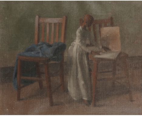 *JEHAN EMILE DALY (1918-2001) 'Lay Figures', A pair of studies, each depicting a wooden artist's figurine beside chairs, one 