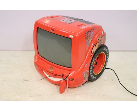 Disney Cars vintage Lighting Mcqueen 13" TV DVD with remote control