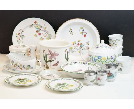Mixed tableware to include Royal Worcester egg coddlers, 'Fairfield' teapot, 'Herbs' two small plates and bowl, 'Strawberry F