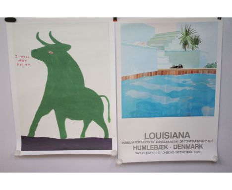 Posters - David Shrigley (British, b. 1968), I will not fight, lithograph, 80 x 60 and 'Louisiana Museum for Moderne Kunst/Mu