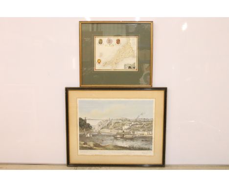 19th century, Clifton, (with the Suspension Bridge), lithograph by Newman &amp; Co, London, published by Henry Pearce, 36 x 4