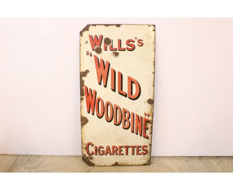 'Wills's Wild Woodbine Cigarettes' vintage advertising enamel sign, H 91cm, W 46cm