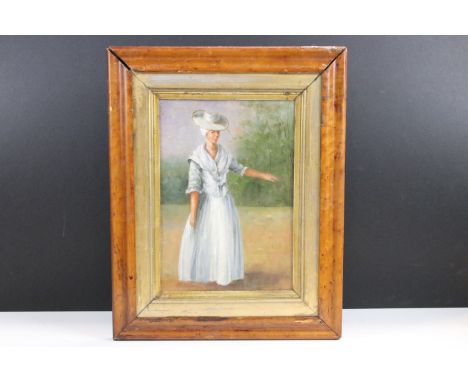 Portrait of a Caribbean woman, oil painting, framed, 26 x 18.5cm