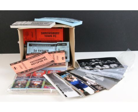 Collection of football related ephemera to include a selection of Match Attax trading cards and a collection of black and whi