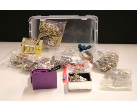 A collection of mainly contemporary costume jewellery to include necklaces, bracelets, bangle...etc..