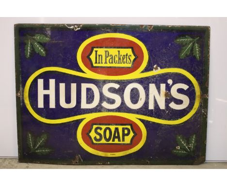 Advertising - Hudson's Soap In Packets enamel advertising sign, 50 x 69cm