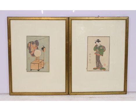 Buncho Ippitsusai and Shunso Katkukaw, Japanese portrait of actor Yamashita Kinsaku II together with another of an actor's dr