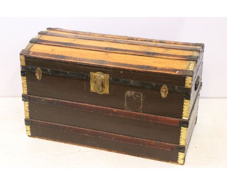 Early 20th century dome topped cabin trunk, 56cm high x 91.5cm wide x 51cm deep`
