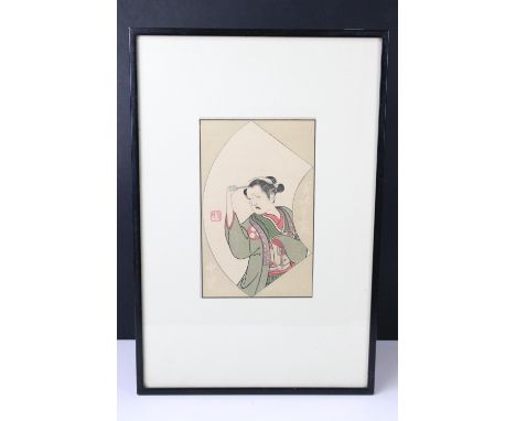 Ippitususai Buncho, Japanese portrait of actor Tomiza wa Hanzaburo, woodblock, 24 x 15cm, framed and glazed