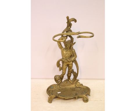 Art Nouveau style decorative brass vintage umbrella stick hall stand with male figure, H 59cm