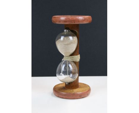 Vintage cotton mill bobbin egg timer, 18cm high