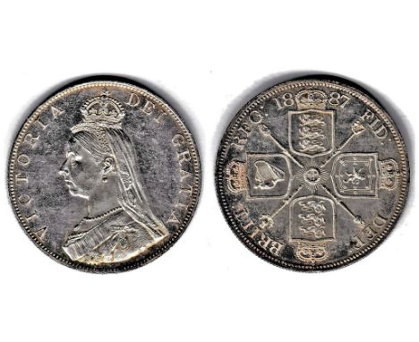 1887 Victoria Double Florin Proof, Roman I, Peripheral toning, some light marks to the field. S3922, a nice example
