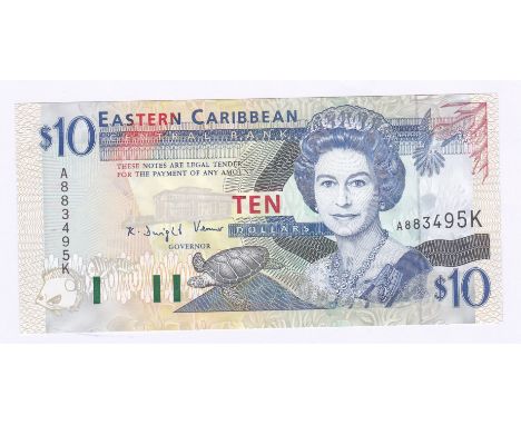 East Caribbean States - 1994 Ten Dollars, Suffix 'K' (St. Kitts). Ref P27 Grade AUNC