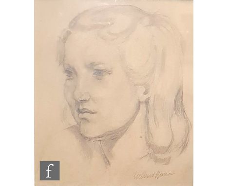 GILBERT SPENCER, RA (1892-1979) - 'Portrait of a young lady', pencil drawing, signed, framed, 33cm x 23.5cm, frame size 55cm 