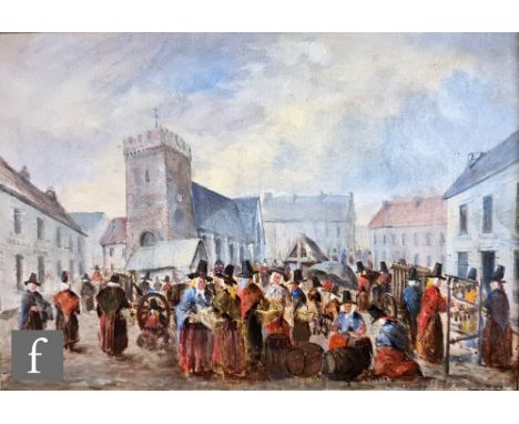 J. SMART (LATE 19TH CENTURY) - A Welsh Market sketch, oil on canvas, signed, also signed inscribed and dated 1862 verso, fram