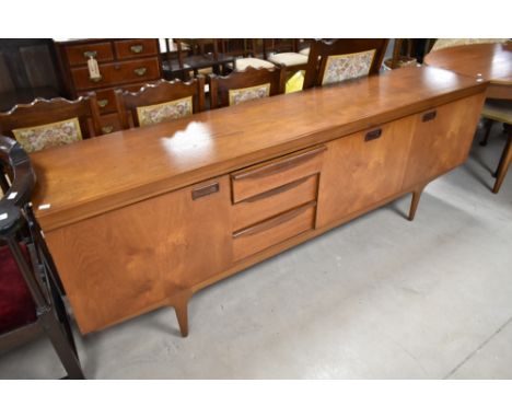 A vintage teak Long John style sideboard, width approx. 220cm