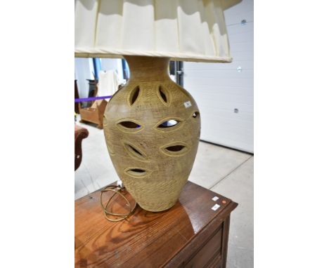 A large studio pottery table or floor lamp, width two optional shades, height to fitting 60cm