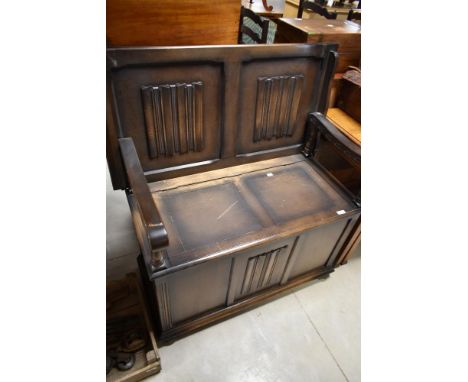 A mid 20th Century Priory style monks bench