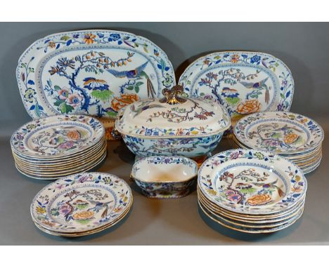 A Davenport Stone China part dinner service comprising of twenty dinner plates, six bowls, three side plates, two meat platte