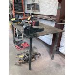 STEEL FABRICATED TABLE, 40" x 60" x 1/2, w/vise