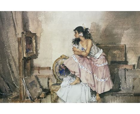 After Sir William Russell Flint (Scottish 1880-1969): 'Model and Critic', limited edition print with blind stamp numbered in 