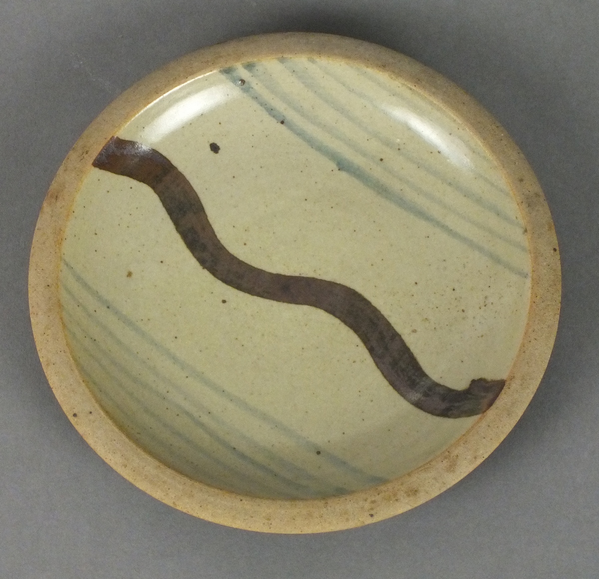 Leach Pottery St Ives, waves plate, with impressed mark, 9