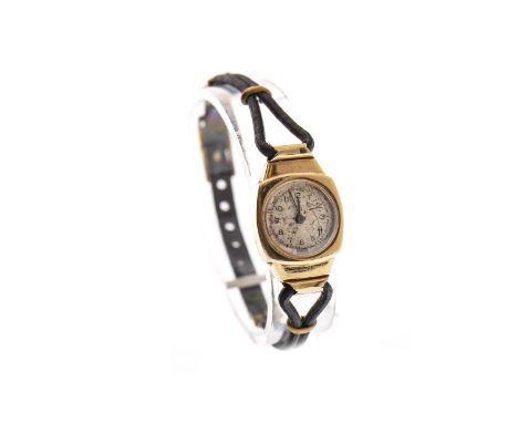 LADY'S NINE CARAT GOLD ART DECO MANUAL WIND WRIST WATCH, signed Peerex 15 jewel movement, the round dial with Arabic numerals