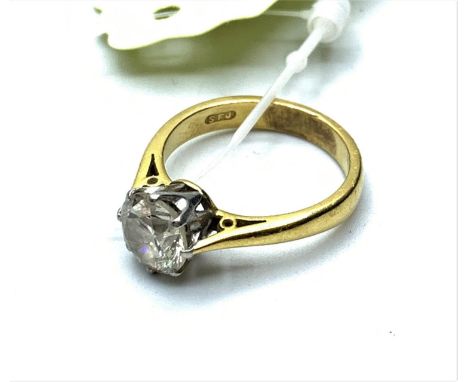 18ct yellow gold 1ct diamond solitaire ring, 3.95g weight and size K 