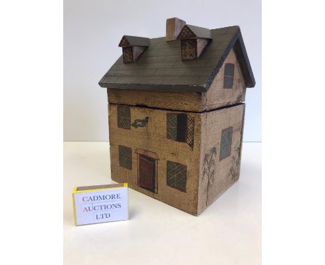 A Naive Folk Art Tea Caddy, Height 22cm, Length 16cm, Depth 14cm. 