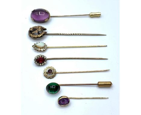 Tobel assessed 7 stick pins (inc gold) 