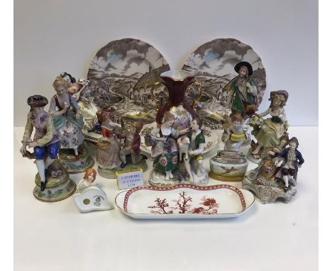 Various European Figurines Inc Dux and Worcester, Capo Etc. 