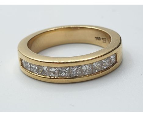 18ct yellow gold diamond set band ring, weight 5.8g and 0.35ct approx size K 