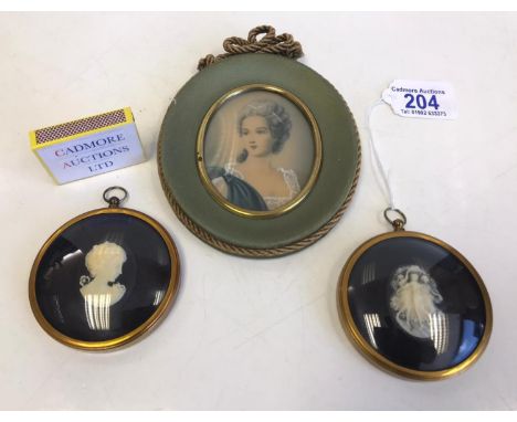 Two Framed Cameos &amp; A Portrait Miniature 