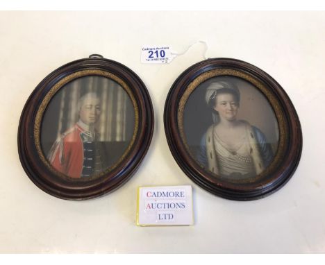 Pair of Portrait Miniatures of a Georgian Couple.