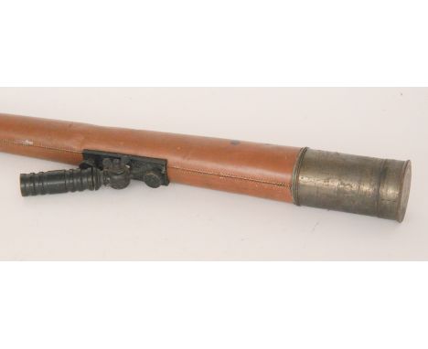 A First World War leather cased field telescope by Broadhurst Clarkson & Co Ltd E.C 3059 No 44, single extension together wit