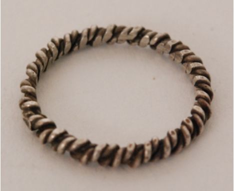 A Saxon or Viking silver wire twist ring, diameter 1.8cm
