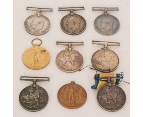 Seven British 1914-1920 War Medals form Manchester, Worcester, Shropshire Light, South Lancaster and other regiments, togethe