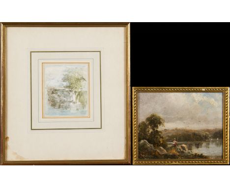 MYLES BIRKET FOSTER R.W.S. (1825 - 1899) Framed, unsigned, watercolour on paper, heightened with white, sketch of a waterfall