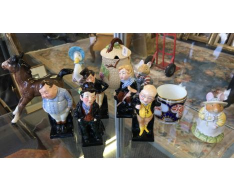 A lot to include five Royal Doulton miniature figures; Jingle, Artful Dodger, Fat Boy, Tiny Tim, and Pickwick, two Doulton Br