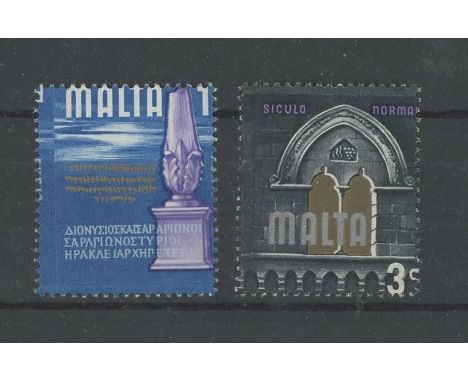 1965 1d &amp; 3d both with major perforation shift. U/M, fine (2)